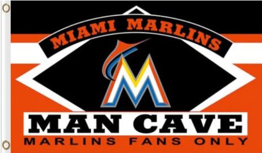 Miami Marlins Man Cave flag 3X5Ft Banner USA Polyester with Brass Grommets