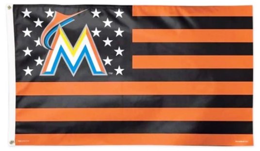 Miami Marlins Star and Stripes US flag 3X5Ft Banner USA Polyester with Brass Grommets