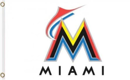 Miami Marlins White US flag 3X5Ft Banner USA Polyester with Brass Grommets