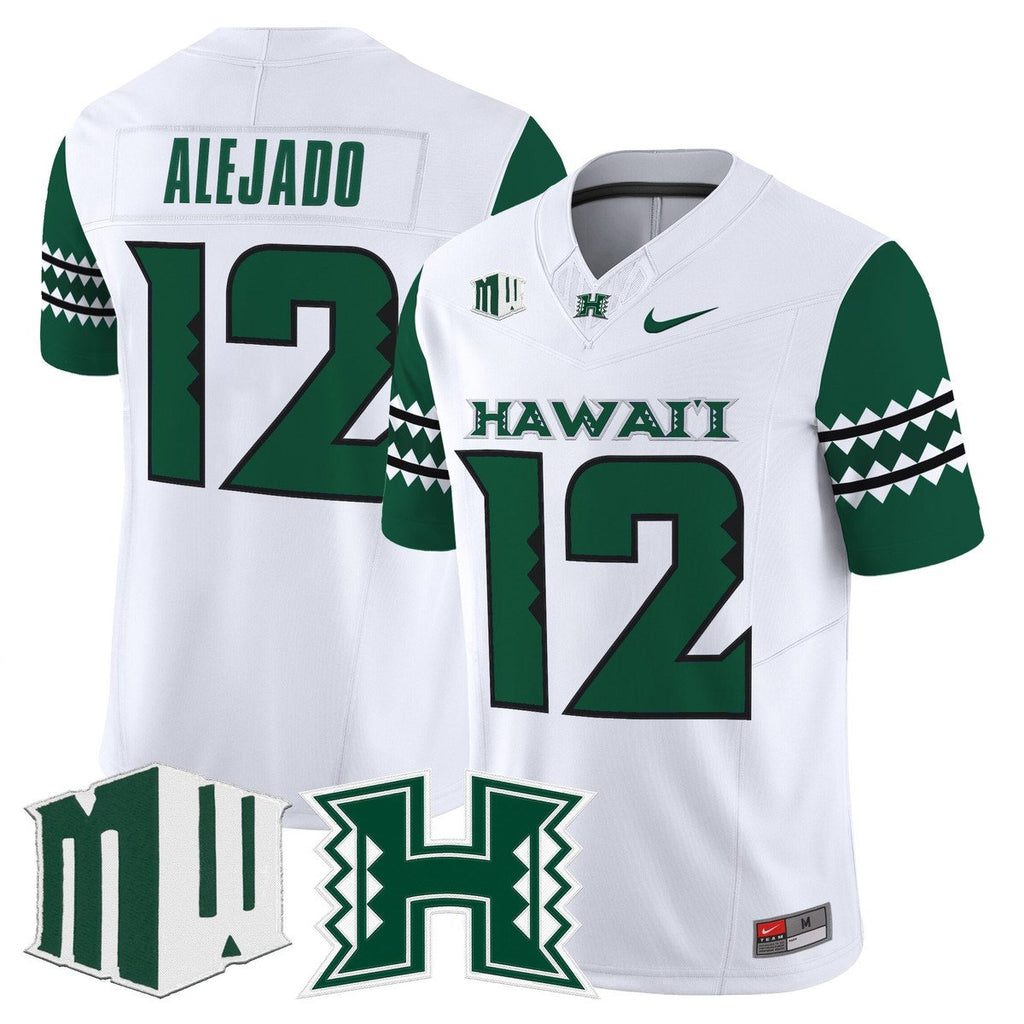 Micah Alejado Jersey #12 Hawai'i Rainbow Warriors 2025 Vapor Stitched White