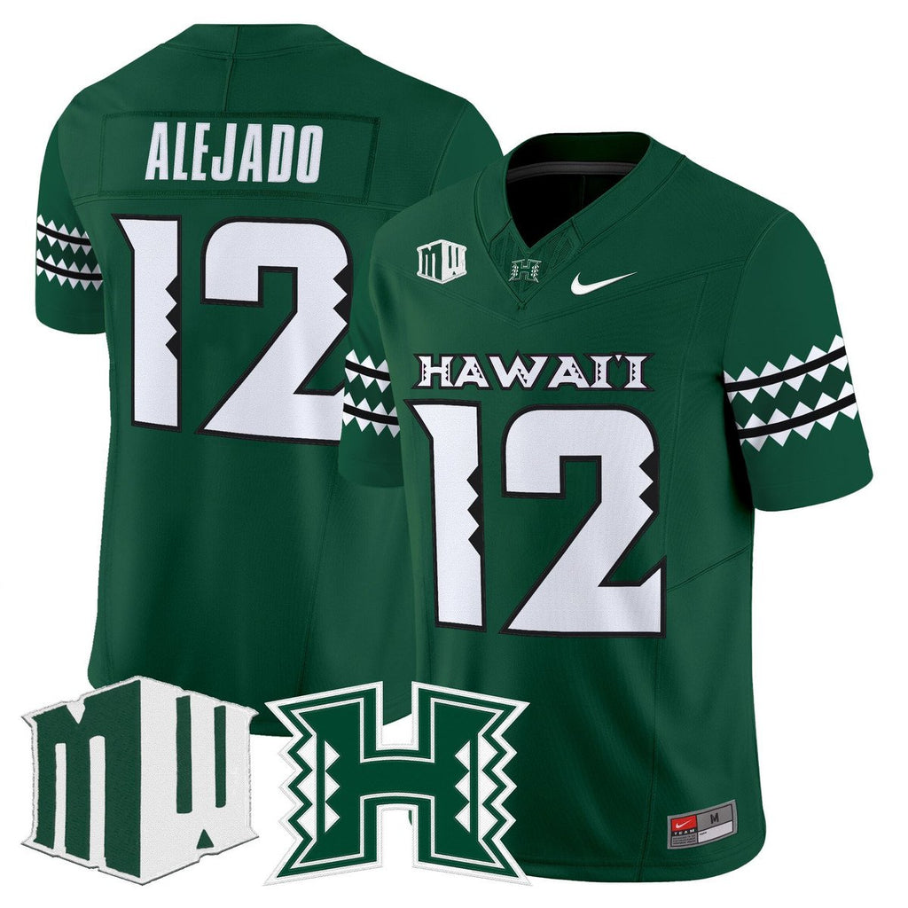 Micah Alejado Jersey #12 Hawai'i Rainbow Warriors 2025 Vapor Stitched Green