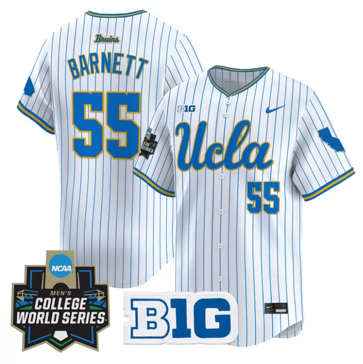 Michael Barnett Jersey #55 UCLA Bruins 2025 World Series Stitched Pinstripe