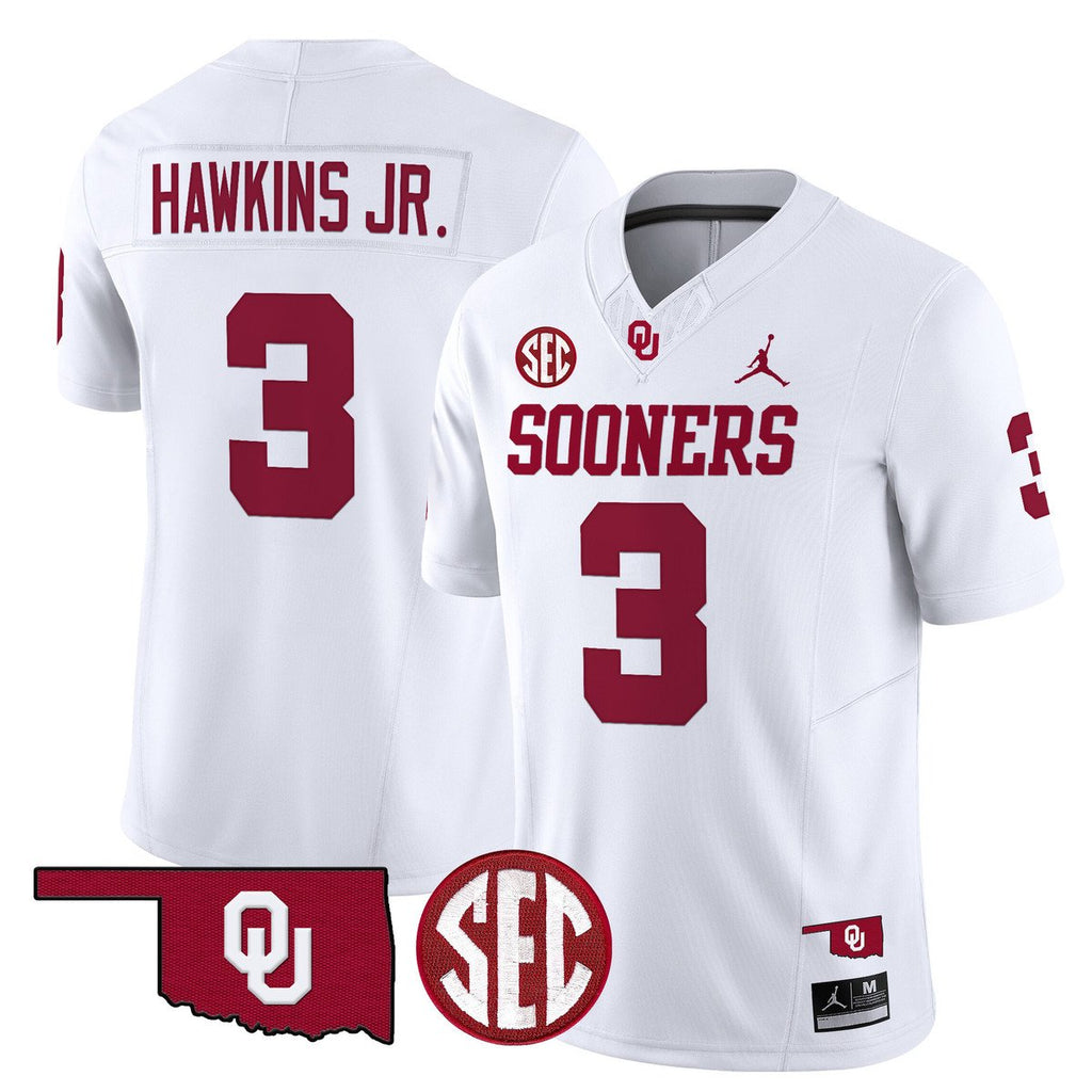 Michael Hawkins Jr Jersey #3 Oklahoma Sooners 2025 Limited Stitched White