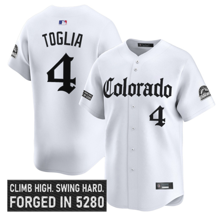 Michael Toglia Jersey #4 Colorado Rockies Gothic Mile High Shadows Edition White
