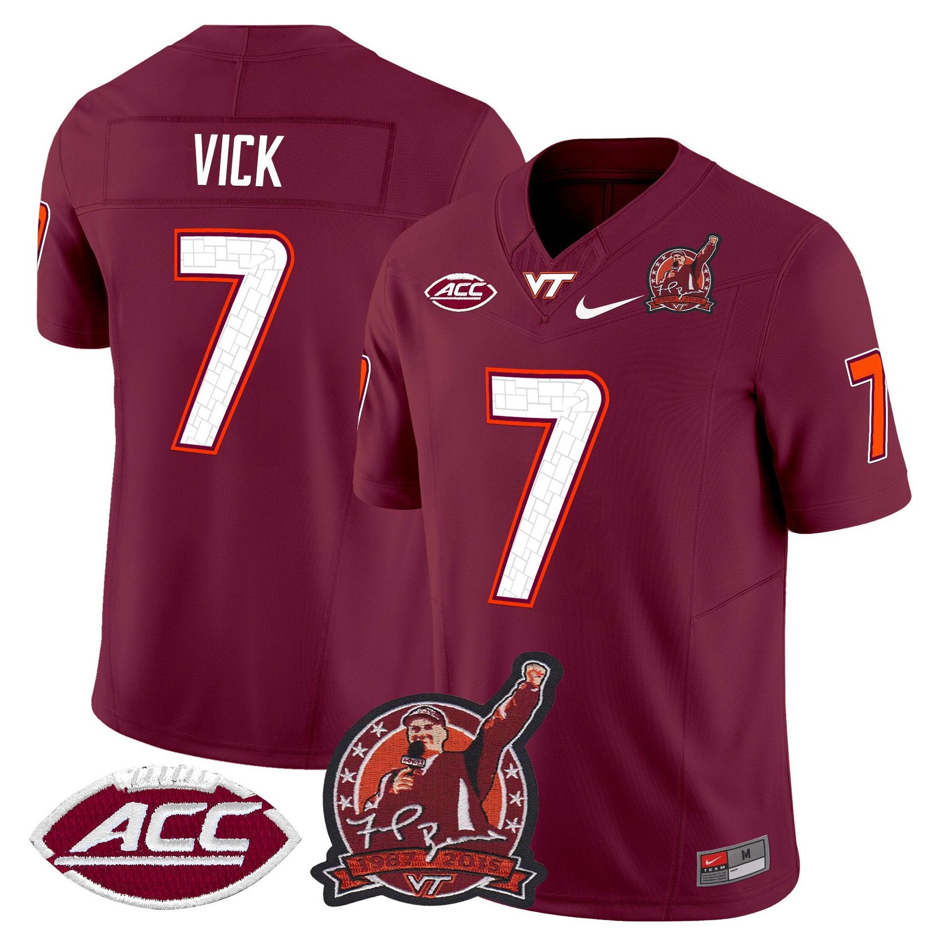 Michael Vick Jersey #7 Virginia Tech Hokies Coach Frank Beamer 2025 Maroon