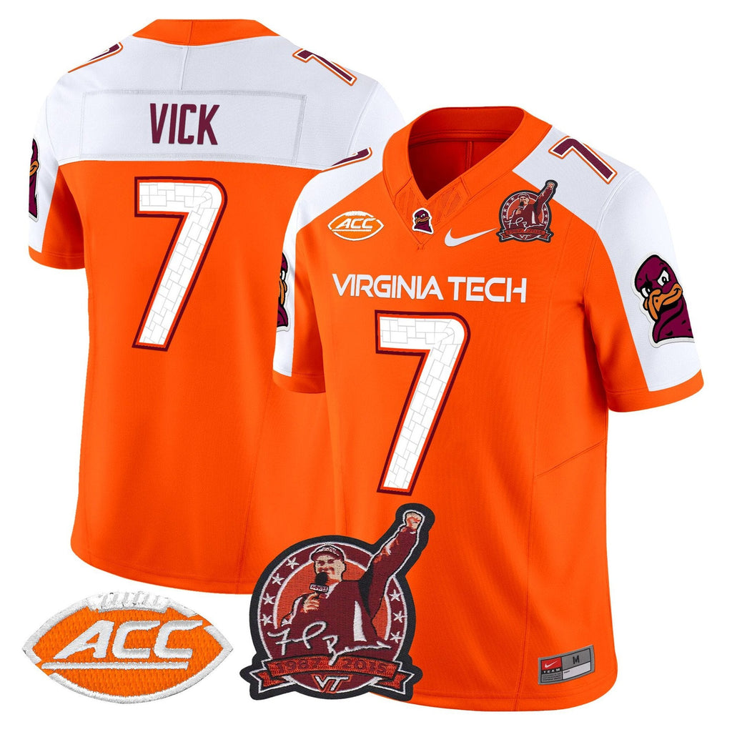 Michael Vick Jersey #7 Virginia Tech Hokies Coach Frank Beamer 2025 Orange ALter