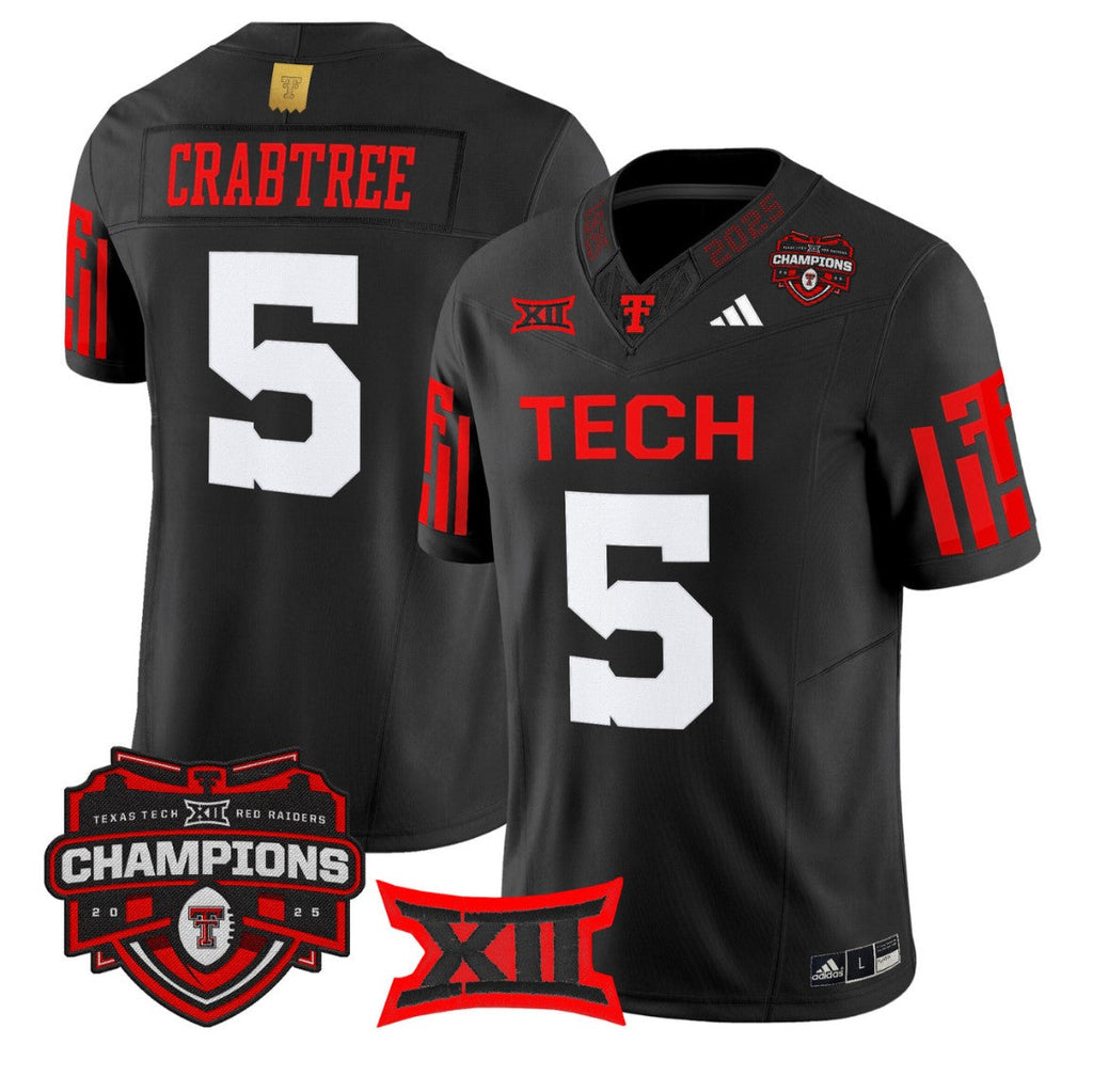 Michael Crabtree Jersey #5 Texas Tech 2025 Big 12 Champions Stitched