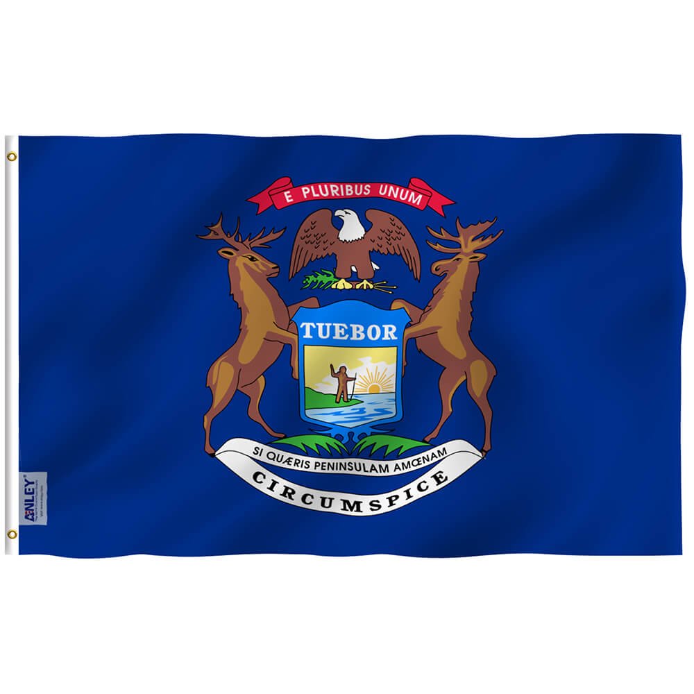 Michigan State Flag - Mich. MI Flag with Brass Grommets 3X5Ft Banner USA