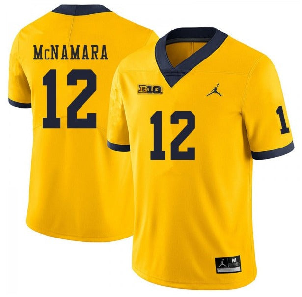 Michigan Wolverines #12 Cade McNamara Yellow College Football Jersey