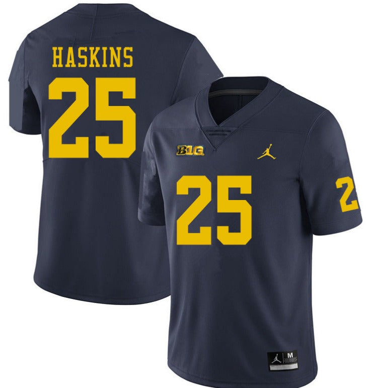 Michigan Wolverines #25 Hassan Haskins Navy College Football Jersey