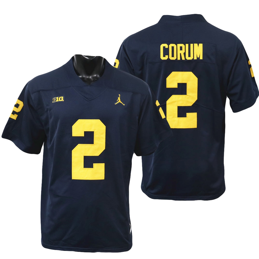 Michigan Wolverines #2 Blake Corum Jersey Alumni Player NCAA Football Game Jersey Navy