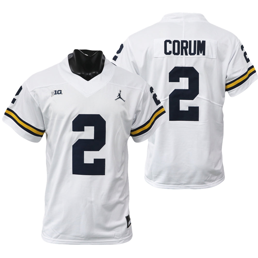 Michigan Wolverines #2 Blake Corum Jersey Alumni Player NCAA Football Game Jersey White