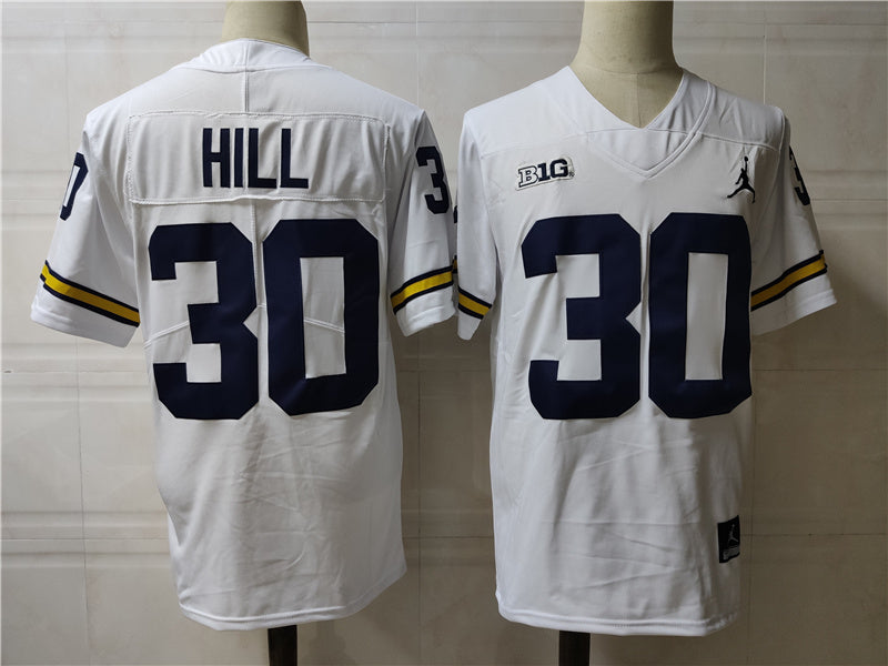 Michigan Wolverines #30 Hill College Football Jersey White