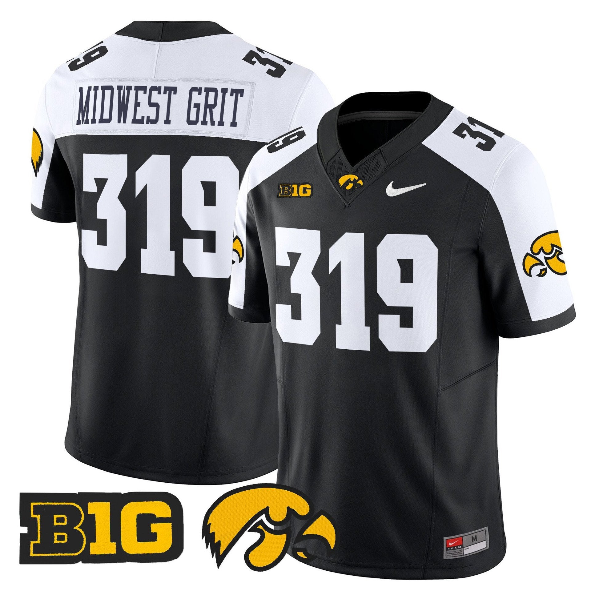 Midwest Grit Jersey #319 Iowa Hawkeyes 2025 Limited Stitched Black Alternate