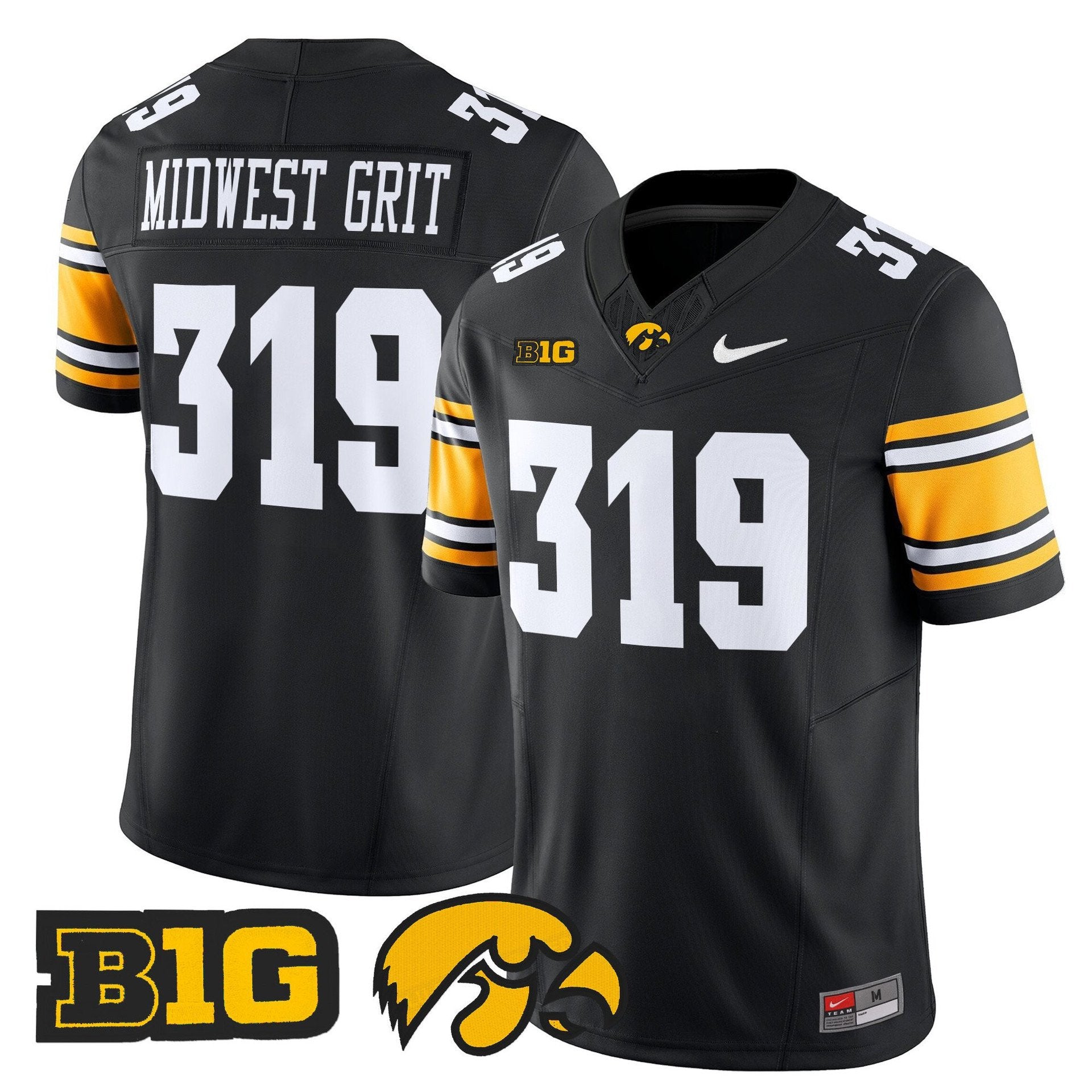 Midwest Grit Jersey #319 Iowa Hawkeyes 2025 Limited Stitched Black