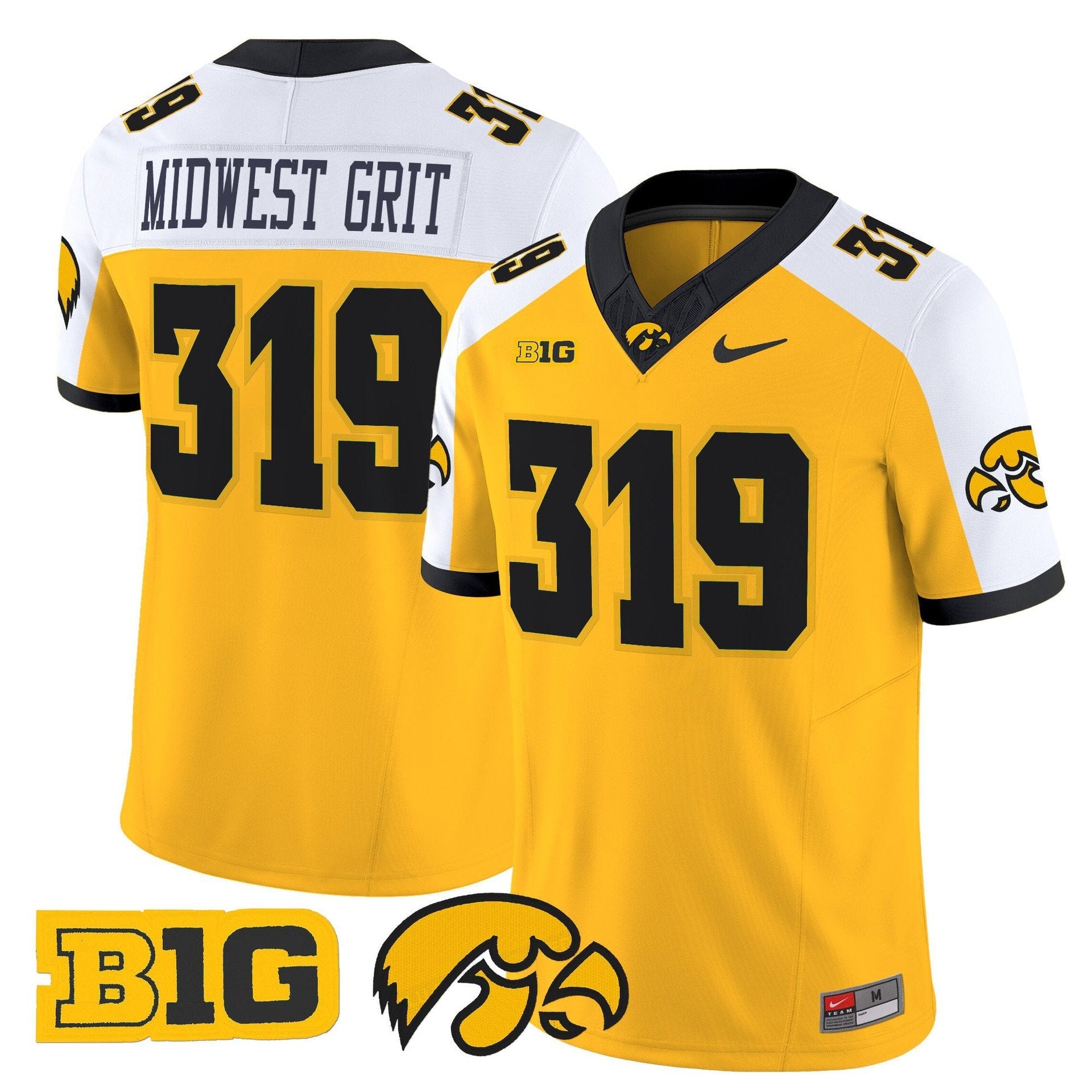 Midwest Grit Jersey #319 Iowa Hawkeyes 2025 Limited Stitched Gold Alternate