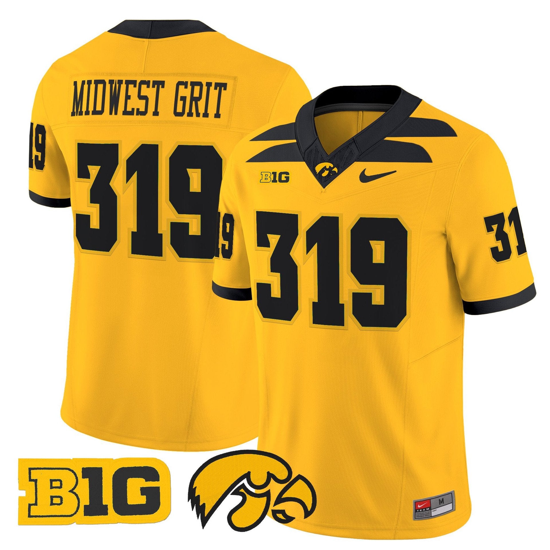 Midwest Grit Jersey #319 Iowa Hawkeyes 2025 Limited Stitched Gold