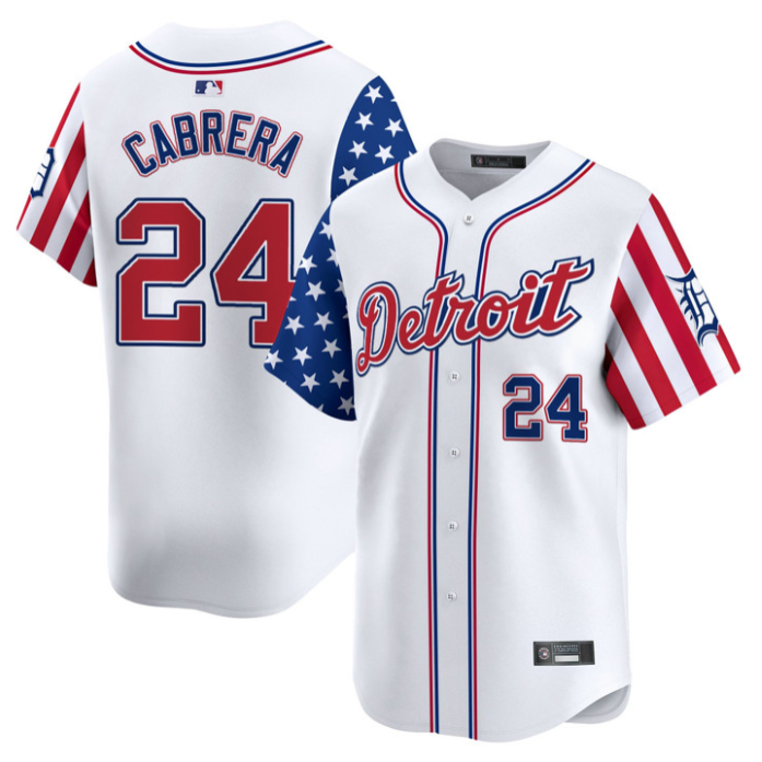 Miguel Cabrera Jersey #24 Detroit Tigers 2025 Memorial Day Vapor Premier Limited Stitched White