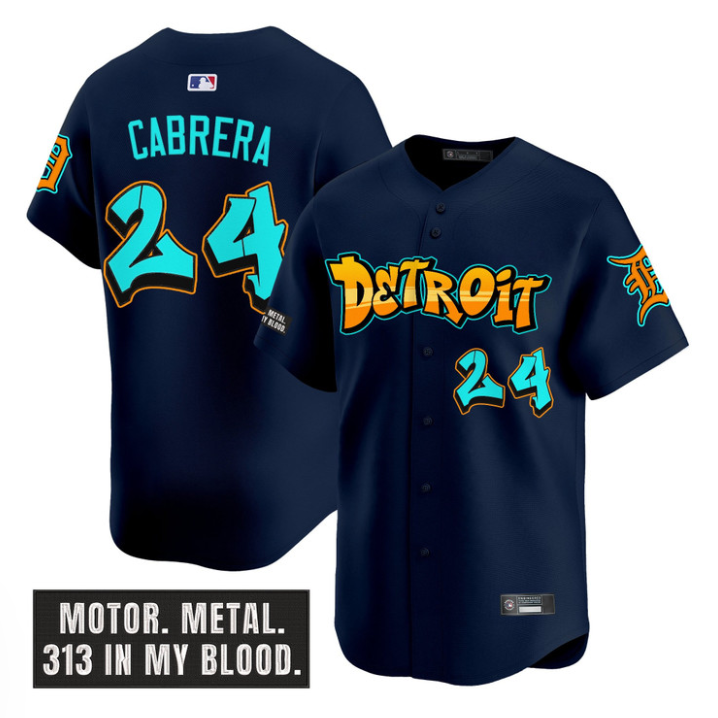 Miguel Cabrera Jersey #24 Detroit Tigers Graffiti Motor City Edition Navy