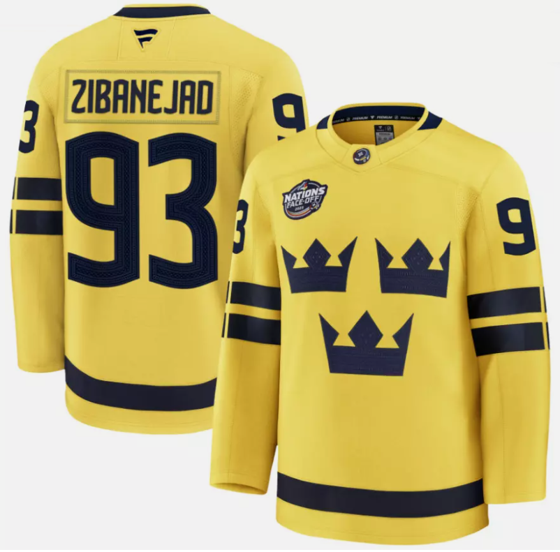 Mika Zibanejad Jersey #93 Sweden Yellow 2025 4 Nations Face-Off Stitched