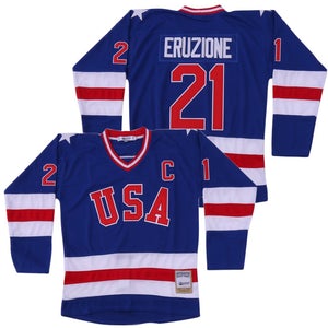 Mike Eruzione #21 Team Usa Miracle On Ice Hockey Jersey Blue
