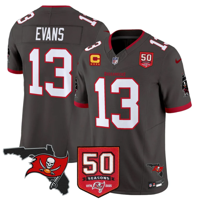 Mike Evans Jersey #13 50 Seasons 1976-2025 Vapor Limited Stitched Pewter