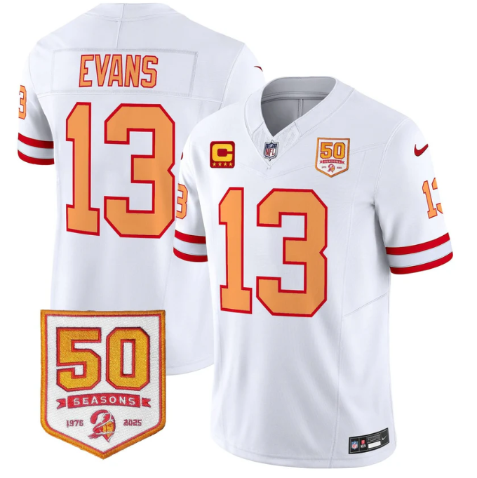 Mike Evans Jersey #13 50 Seasons 1976-2025 Vapor Limited Stitched White Limited