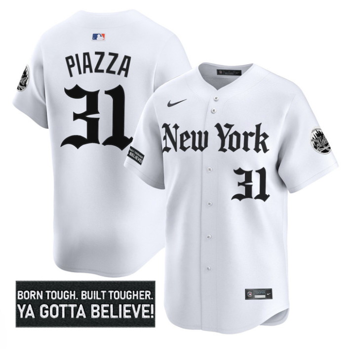 Mike Piazza Jersey #31 New York Mets Gothic Borough Edition Stitched White