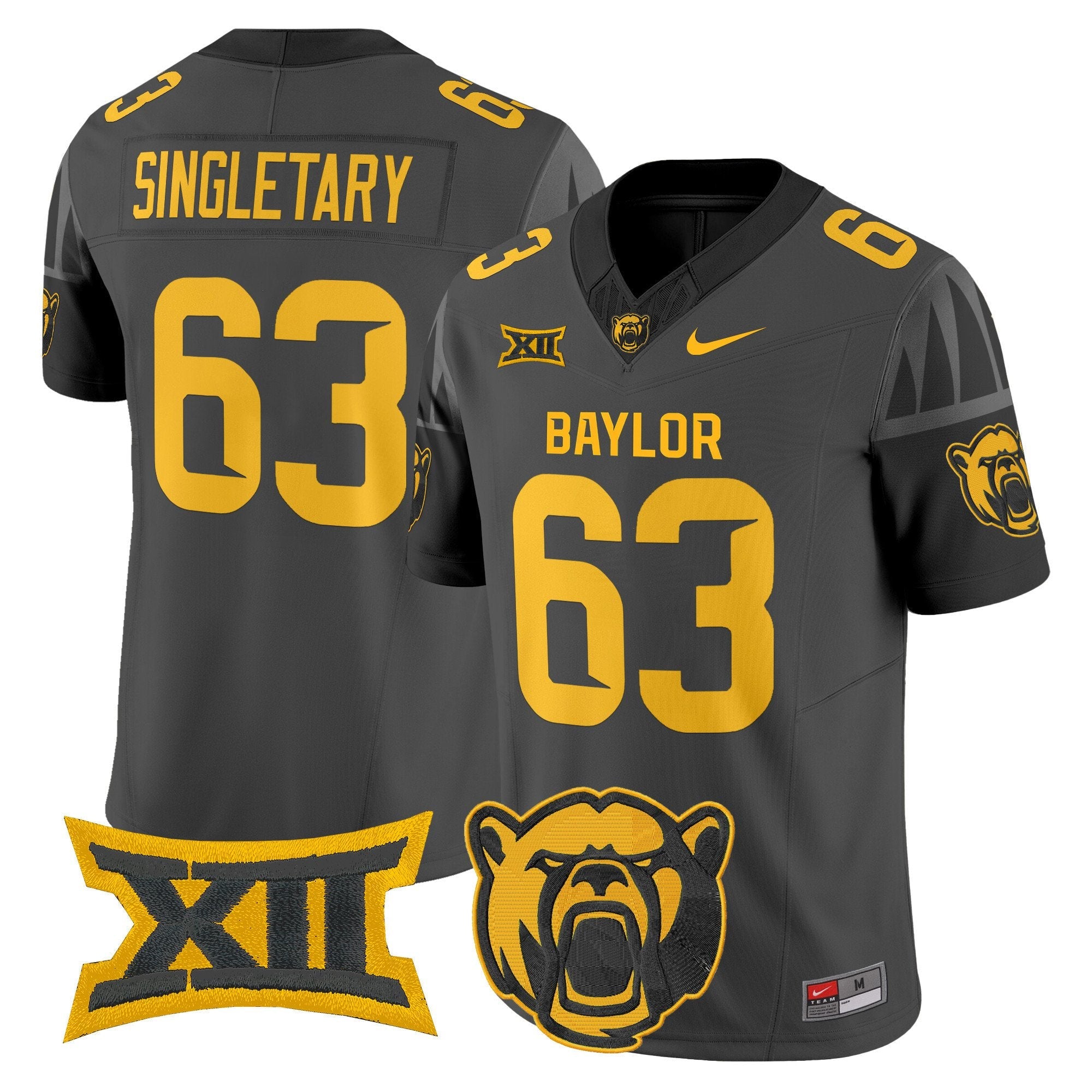 Mike Singletary Jersey #63 Baylor Bears 2025 V2 Vapor Stitched Black