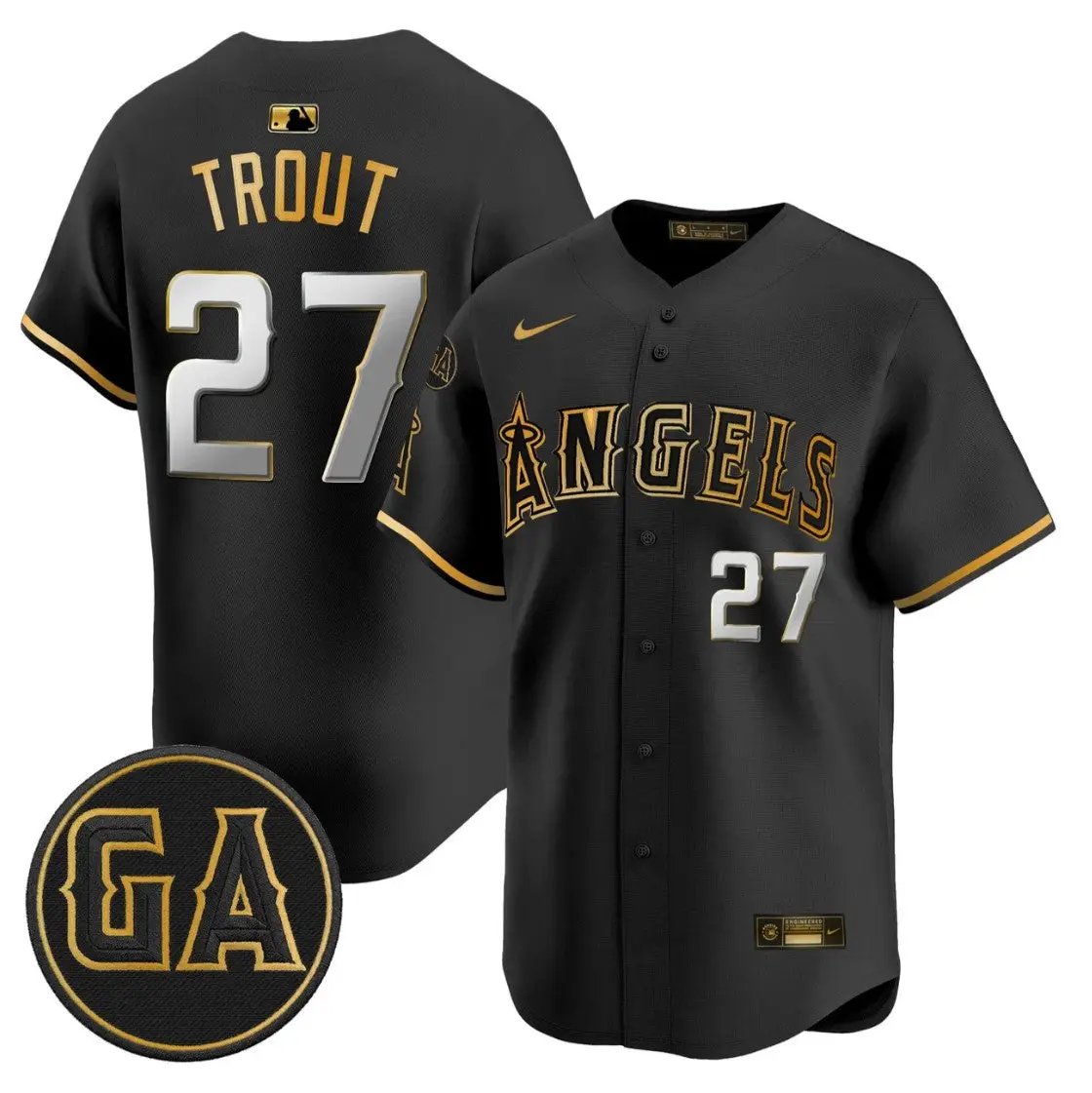 Mike Trout Jersey #27 Angels Garret Anderson Tribute Premier Stitched