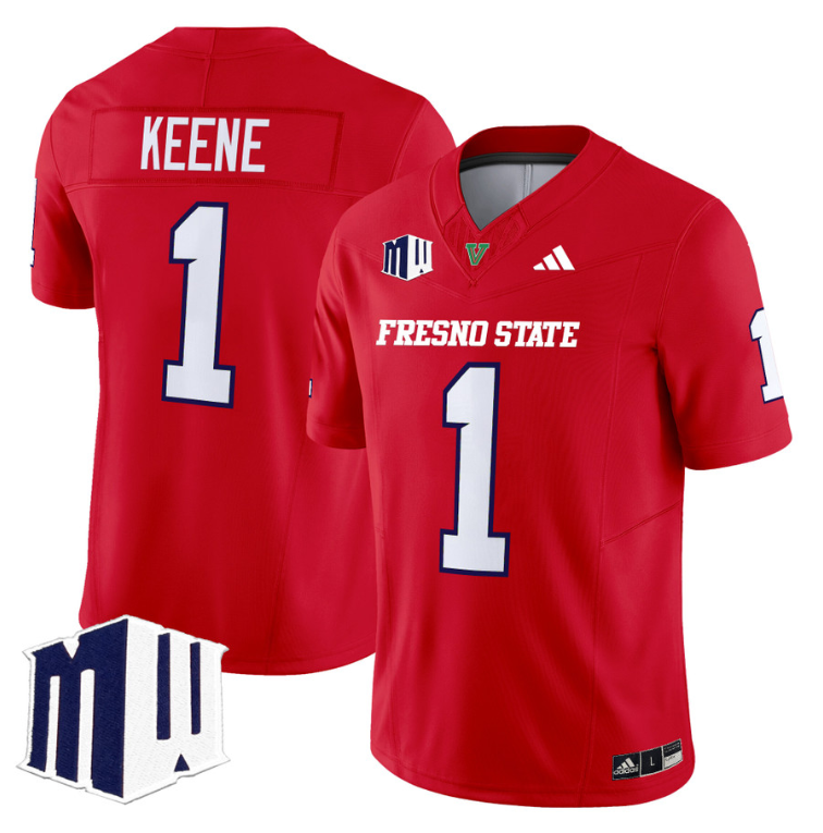 Mikey Keene Jersey #1 Fresno State Bulldogs 2024 Stitched Red