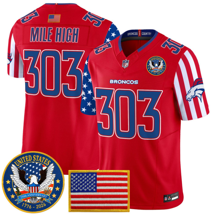 Mile High Jersey #303 Broncos America 250 Edition Vapor Limited Stitched