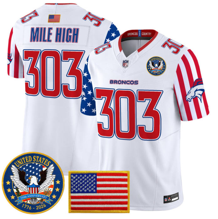 Mile High Jersey #303 Broncos America 250 Edition Vapor Limited Stitched