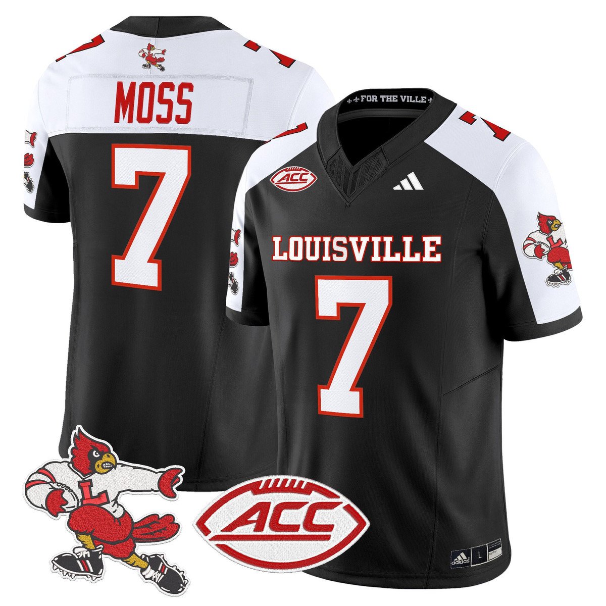 Miller Moss Jersey #7 Louisville Cardinals 1980s Throwback Stitched Black Alter