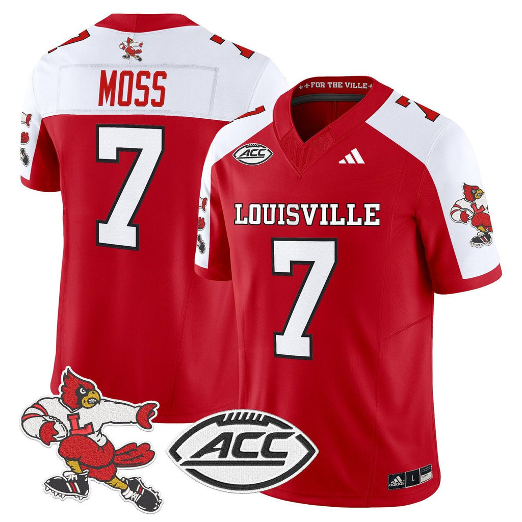 Miller Moss Jersey #7 Louisville Cardinals 1980s Throwback Stitched Red Alter