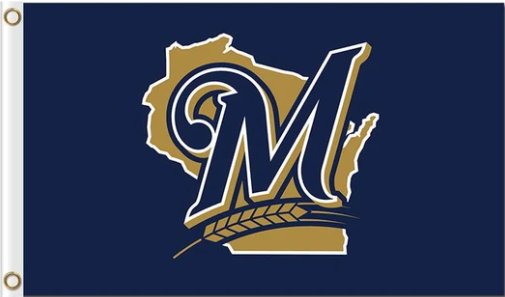 Milwaukee Brewers American Blue Flag 3X5Ft Banner USA Polyester with Brass Grommets