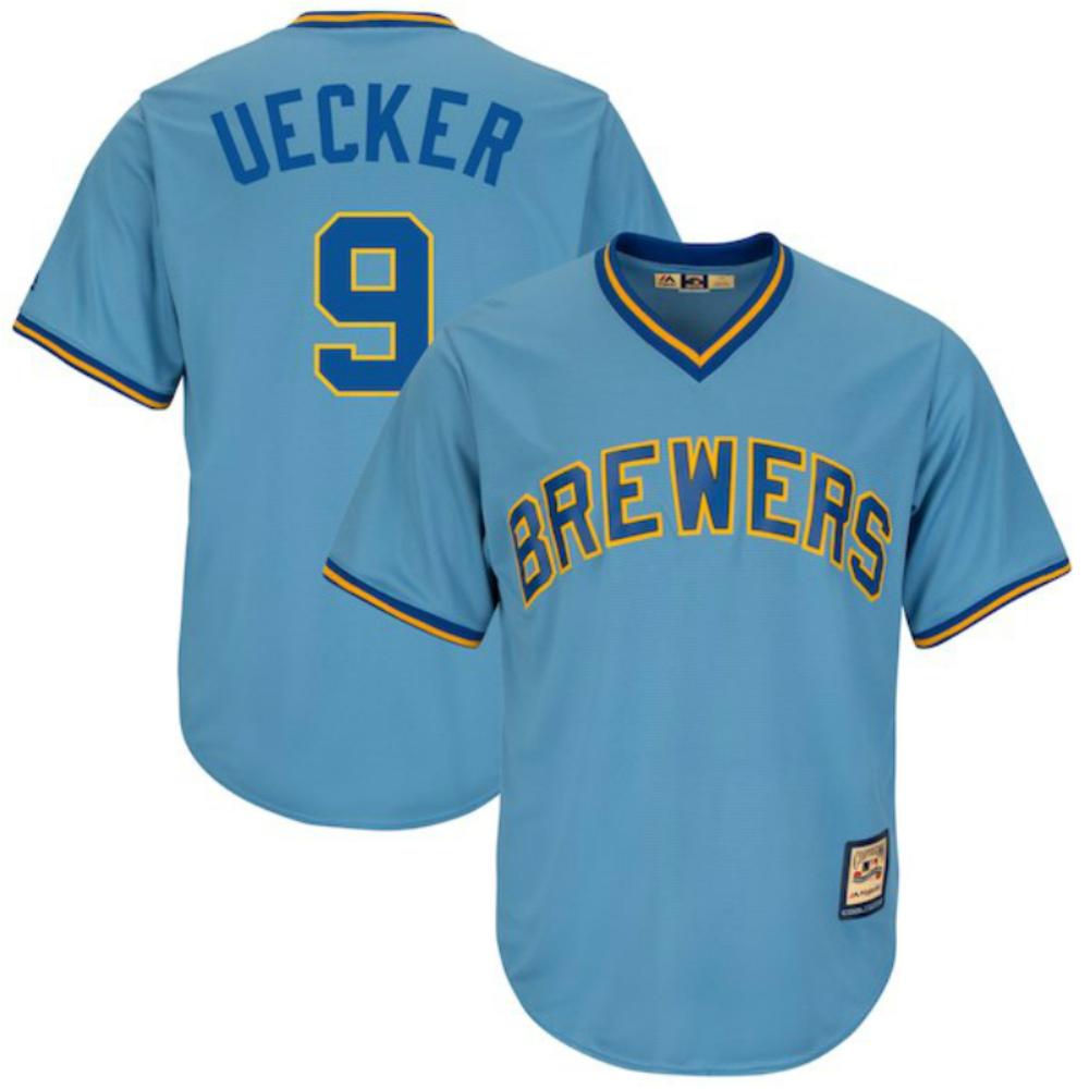 Milwaukee Brewers Bob Uecker Blue Throwback Pullover Jersey