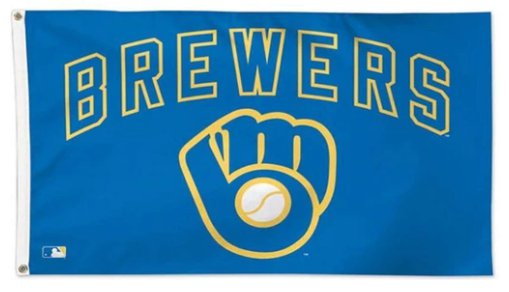 Milwaukee Brewers Deluxe Glove Flag 3X5Ft Banner USA Polyester with Brass Grommets