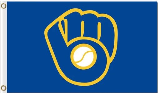 Milwaukee Brewers Glove Blue Flag 3X5Ft Banner USA Polyester with Brass Grommets