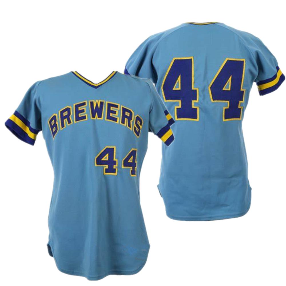 Milwaukee Brewers Hank Aaron White 1976 Throwback Pullover Jersey
