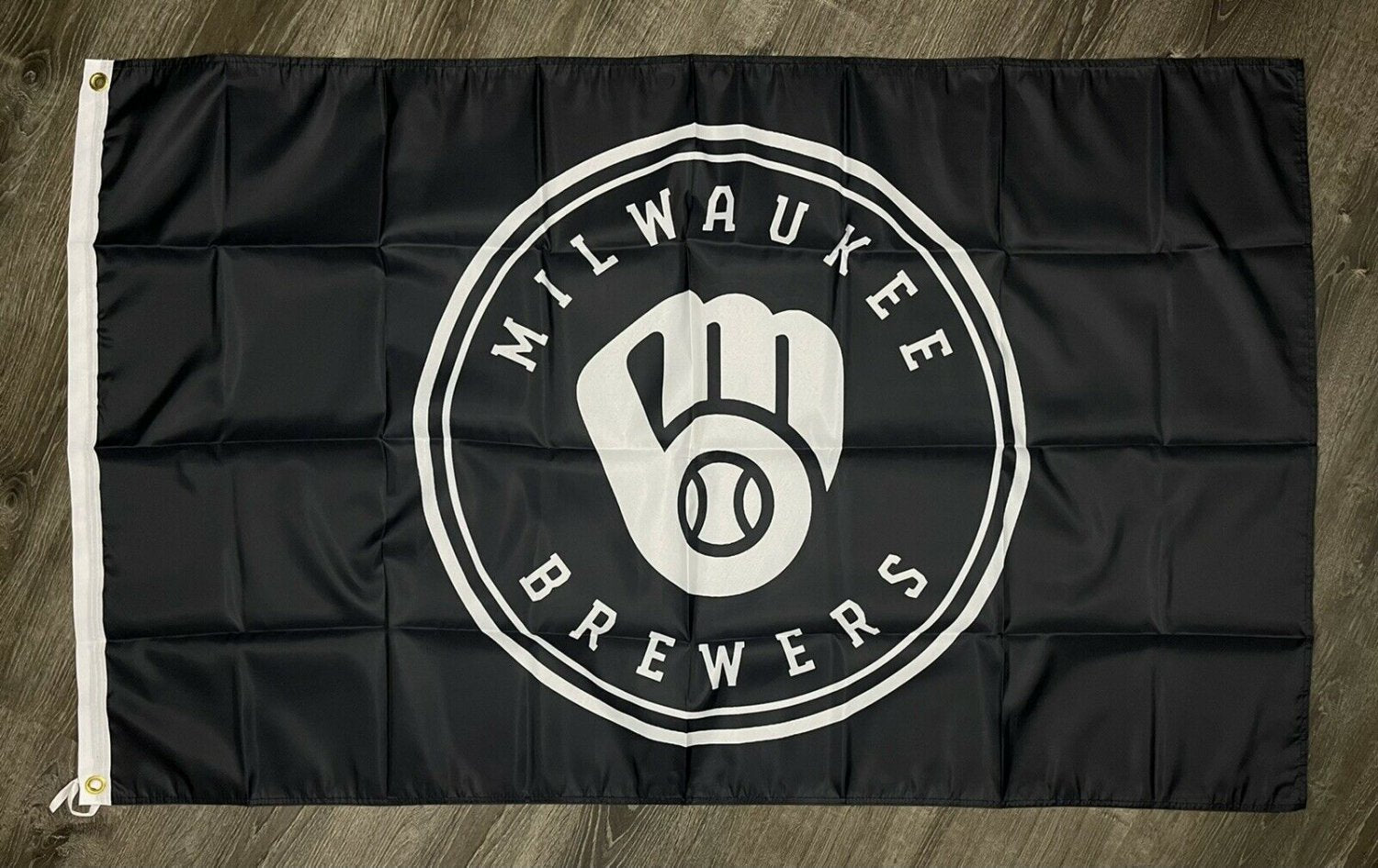 Milwaukee Brewers Logo Flag 3x5 ft Sports Black Banner Man-Cave Garage