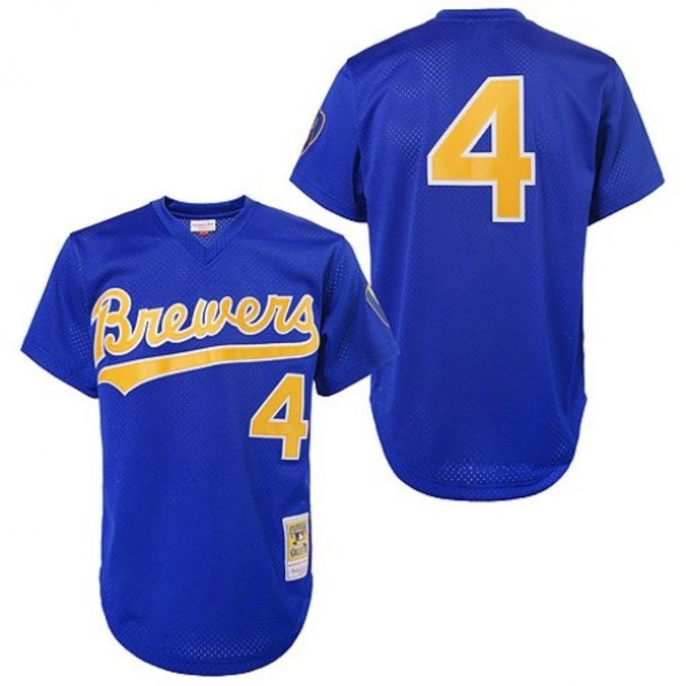 Milwaukee Brewers Paul Molitor Blue 1991 Throwback Mesh Pullover Jersey