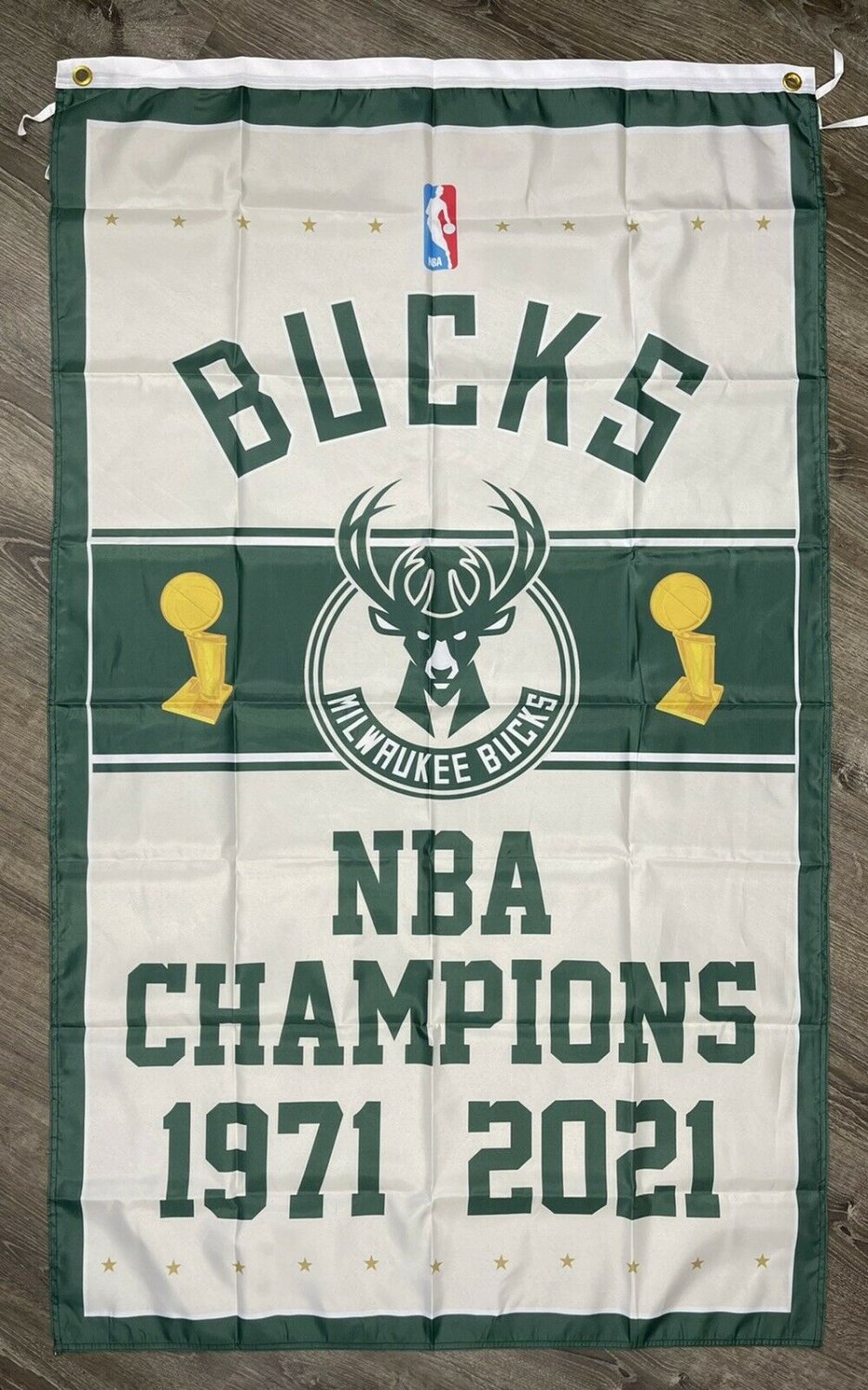 Milwaukee Bucks Championship Flag 3x5 ft Vertical Sports Banner Man-Cave Bar