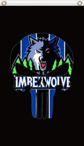 Minnesota Timberwolves Skull Flag 3X5Ft Polyester Banner USA Digital Print