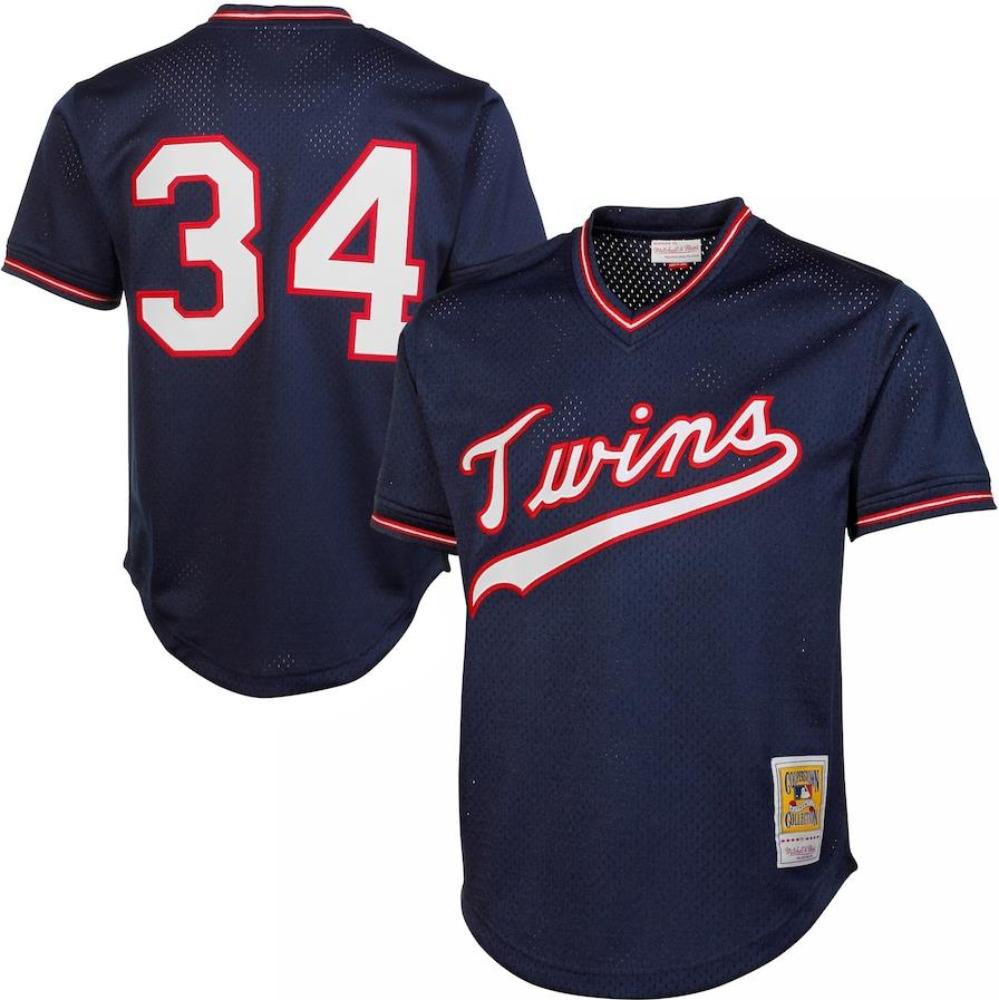 Minnesota Twins Kirby Puckett Navy 1985 Throwback Mesh Pullover Jersey