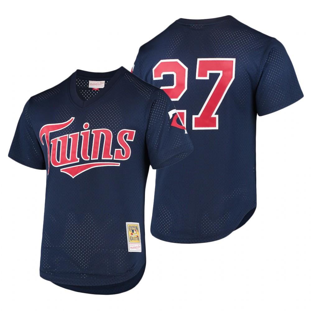 Minnesota Twins Pedro Martinez Navy 2002 Throwback Mesh Pullover Jersey