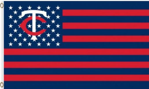 Minnesota Twins USA American Flag 3X5Ft Banner USA Polyester with Brass Grommets
