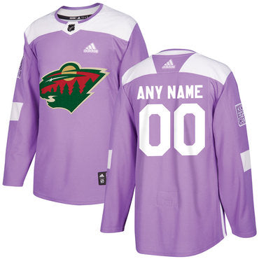 Minnesota Wild Purple Pink Custom Hockey Fights Cancer Practice Jersey