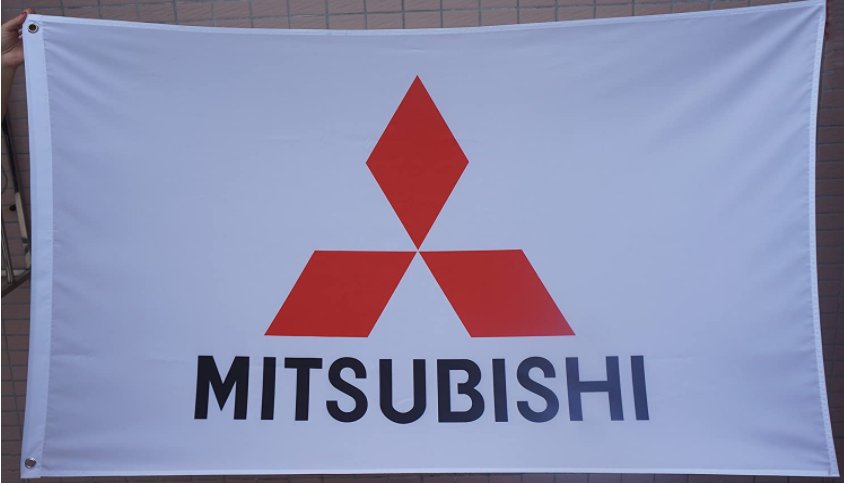 Mitsubishi White Flag 3X5 Ft Polyester Banner USA 90x150cm