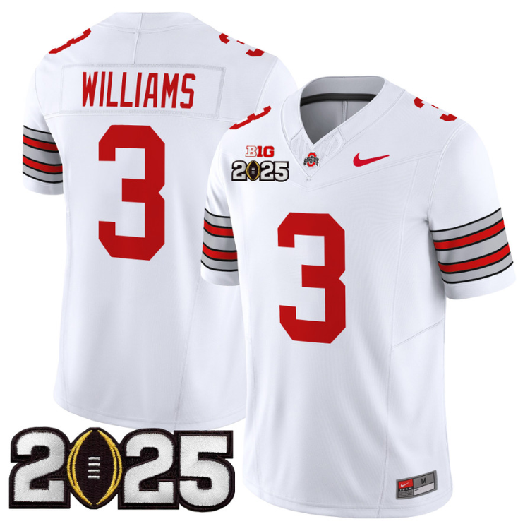 Miyan Williams Jersey #3 Ohio State 'Heritage Stripe' 2025 CFP Final White